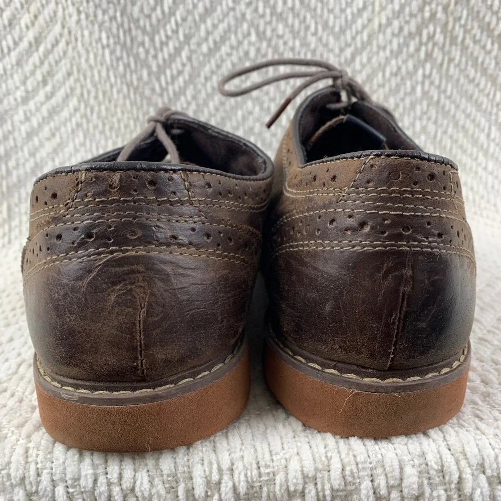 Nunn Bush Mens 10 Brown Leather Wingtip Brogue Oxford Dress Shoes Lace Up Casual
